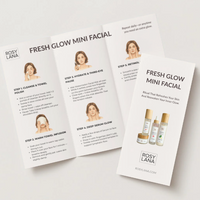 Rosy Lina Fresh Glow Mini Facial kit with step-by-step instructions on a white background