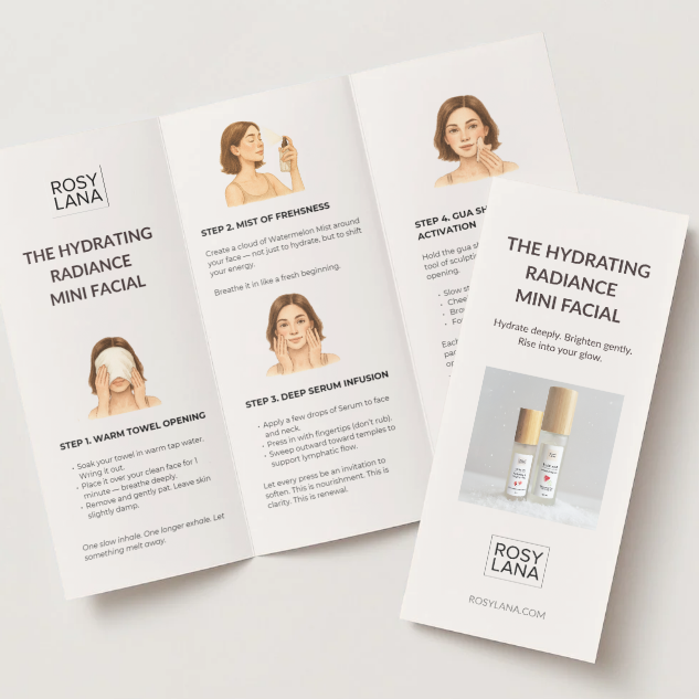 Rosy Lana skincare product instructions on a white background