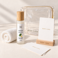 Rosy Lana Kale and Lemon Cleanser Pure Reset Ritual with facial towel, cards, wooden stand, and transparent pouch