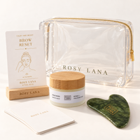 Rosy Lana Retinol Moisturizer Lunar Renewal Ritual with jade gua sha, Brow Reset card, and transparent pouch